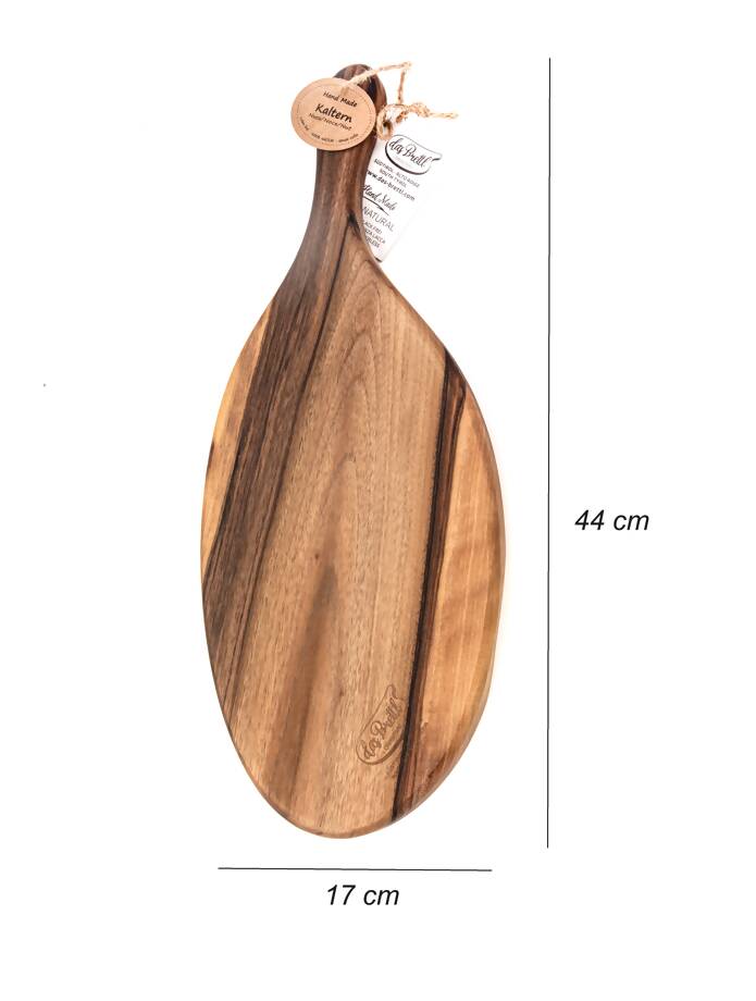 Mod. Kaltern, tagliere in legno massello di noce, 44 x 17 x 2,5 cm.