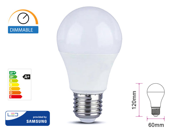 Lampada Led E27 A60 12W 1055 LM Caldo 3000K Dimmerabile Chip Samsung SKU-20044