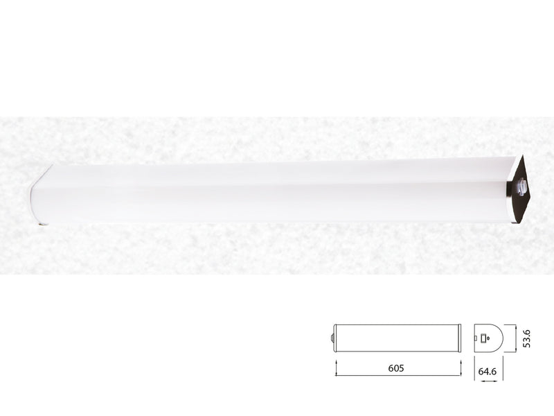 Applique Lampada Led Da Parete Moderna 10W Tappo Cromato Lunghezza 605mm 6400K Per Specchio Bagno SKU-3917