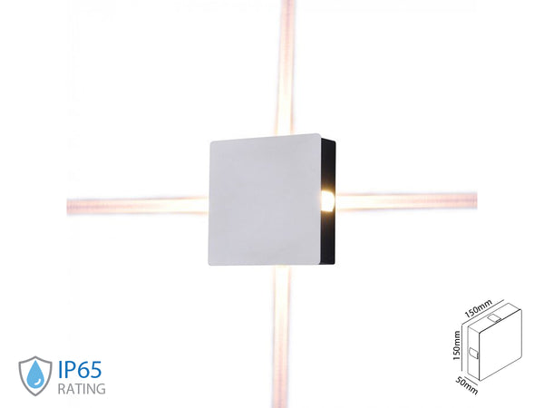 Applique Lampada LED da Muro Quadrato 4X1W 3000K Carcassa Bianca IP65 Illuminazione 4 Lati SKU-8209