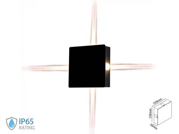 Applique Lampada LED da Muro Quadrato 4X1W 4000K Carcassa Nera IP65 Illuminazione 4 Lati SKU-8212