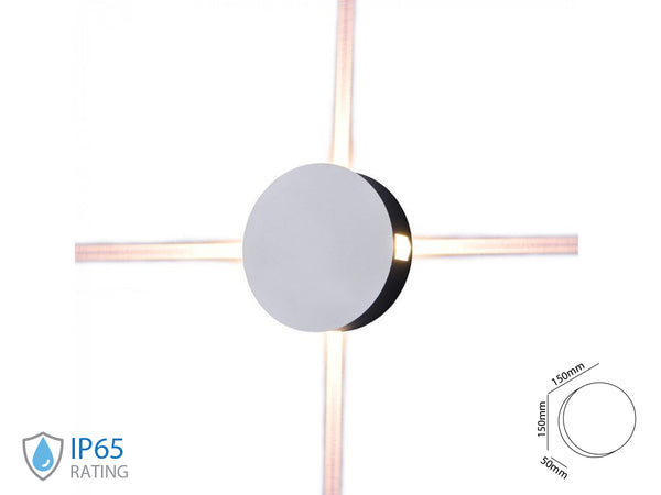 Applique Lampada LED da Muro Rotondo 4X1W 4000K Carcassa Bianca IP65 Illuminazione 4 Lati SKU-8214