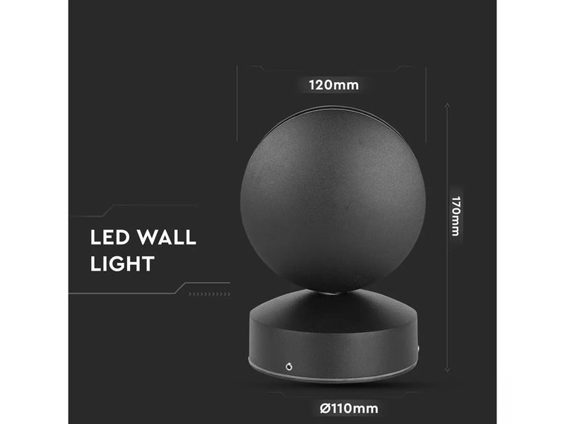 Applique Lampada LED da Muro o Soffitto 7W 4000K Carcassa Nera Fascio Stretto 360 Gradi IP65 SKU-8220
