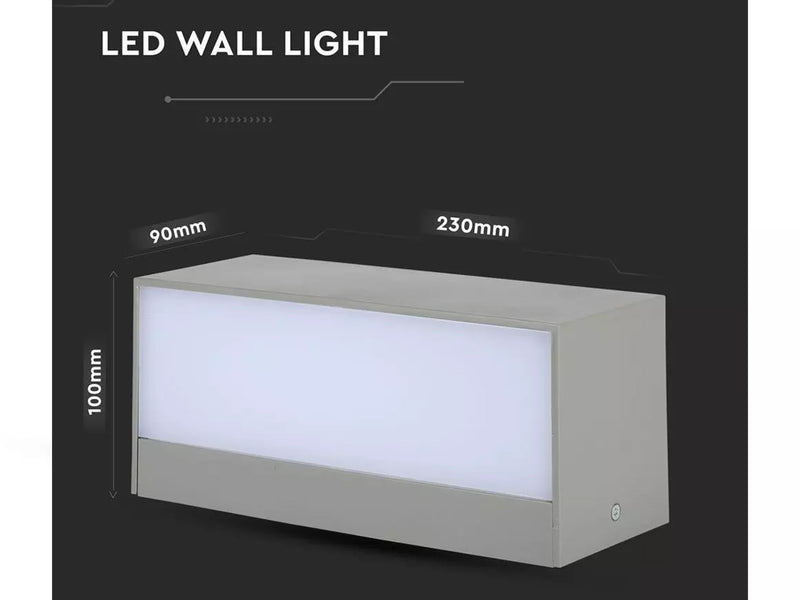 Applique Lampada LED da Muro Rettangolare 12W Doppio Fascio Luminoso Colore Grigio 3000K IP65 SKU-8242