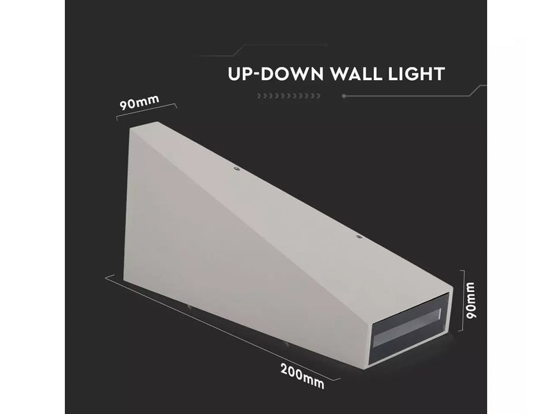 Applique Lampada LED da Muro Piramide 6W 3000K Carcassa Grigia Doppio Fascio Luminoso Up-Down IP65 SKU-8299