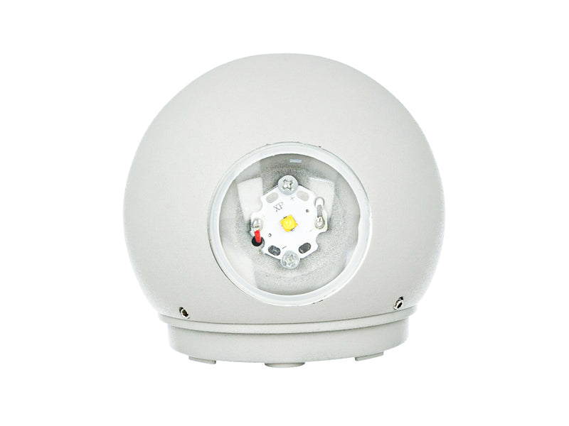 Applique Lampada LED da Muro Palla Sferica 6W 3000K Carcassa Bianca Doppio Fascio Luminoso IP65 SKU-8301