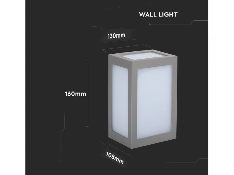 Applique Lampada Led Da Muro Parete a Lanterna 12W 3000K Carcassa Grigia IP65 360 Gradi SKU-8337