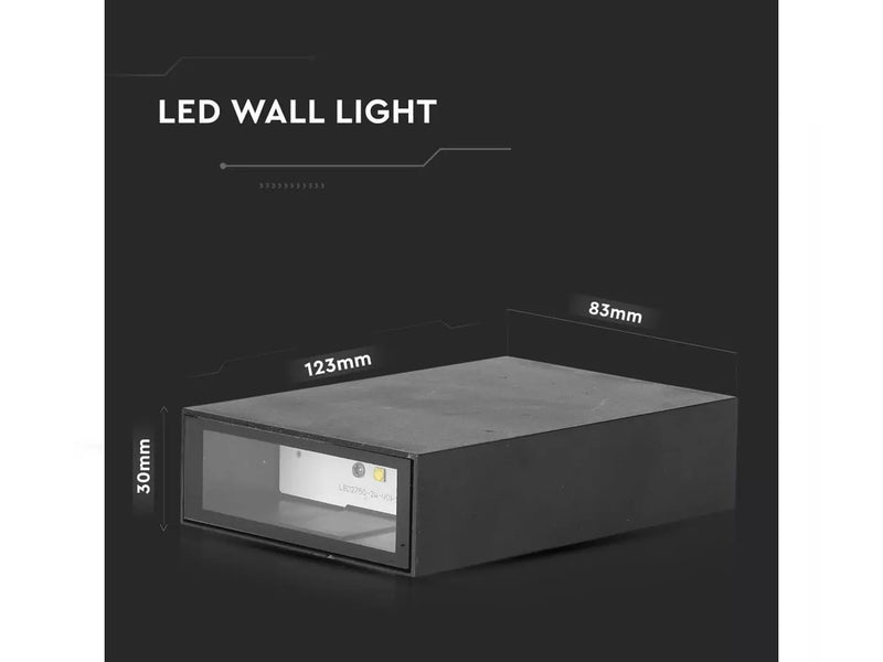 Applique Lampada LED da Muro Rettangolare 4W Colore Nero 3000K IP65 Esterno Up-Down SKU-8561