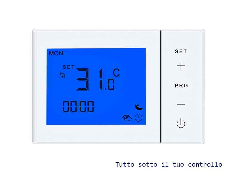 Termostato Con Display LCD Tasti Touch Rettangolare Standard 503 Programma Settimanale Per Caldaia A Gas Alimentato Con 2 Batterie AA