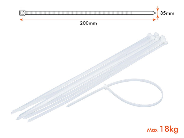 100 Fascette Cablaggio Stringicavo 3.5X200mm Colore Bianco Per Legare Fili Cavi SKU-11167