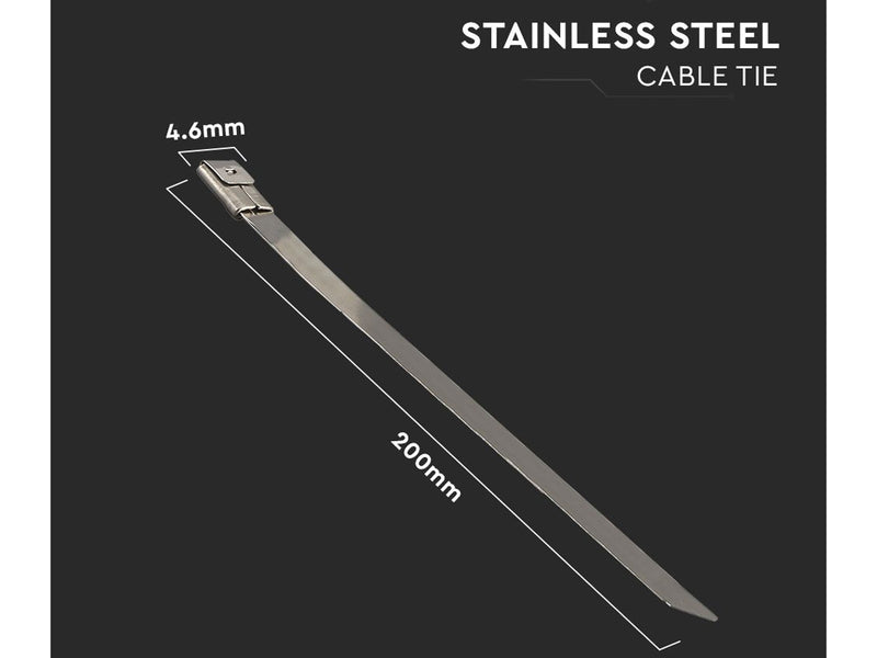 100 Fascette In Acciaio Inox 4.6X200mm Stringitubo Metalliche Inossidabile Per Legare Fili Cavi Tubi SKU-11188