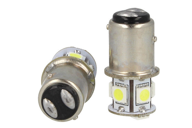 2 Lampade Led Barca Nautica BAY15D Bianco Freddo 12V 24V 2W No Polarita Piedi Sfalfati 7 Smd 5050 Baionetta G18,5