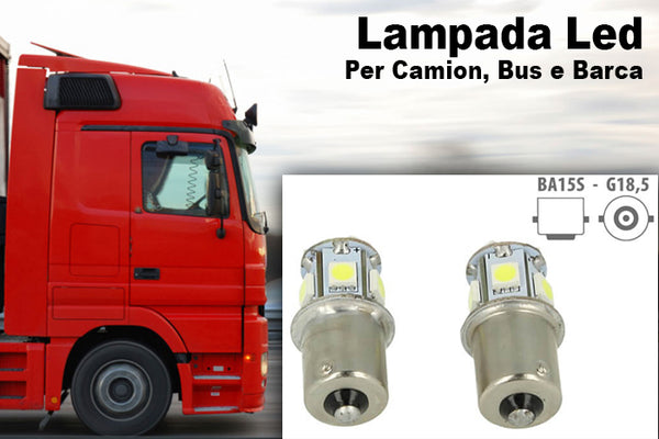 24V Lampada Led Canbus BA15S G18,5 R5W Colore Giallo Arancione Piedi Dritti 8 Smd 5050 Per Camion Bus Barca