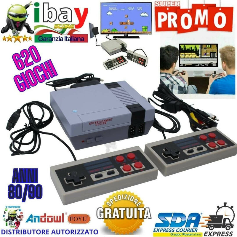 Emulatore Mini Consolle Giochi Arcade Anni 80-90 con 620 Giochi e 2 Controller