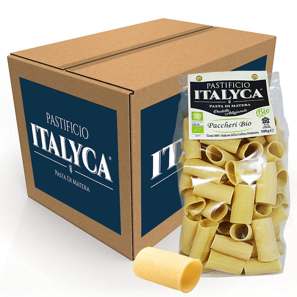 Confezione da 10 Pacchi di Paccheri Artigianali di Matera - 5 Kg di Pasta Biologica Certificata 100% Grano Italiano