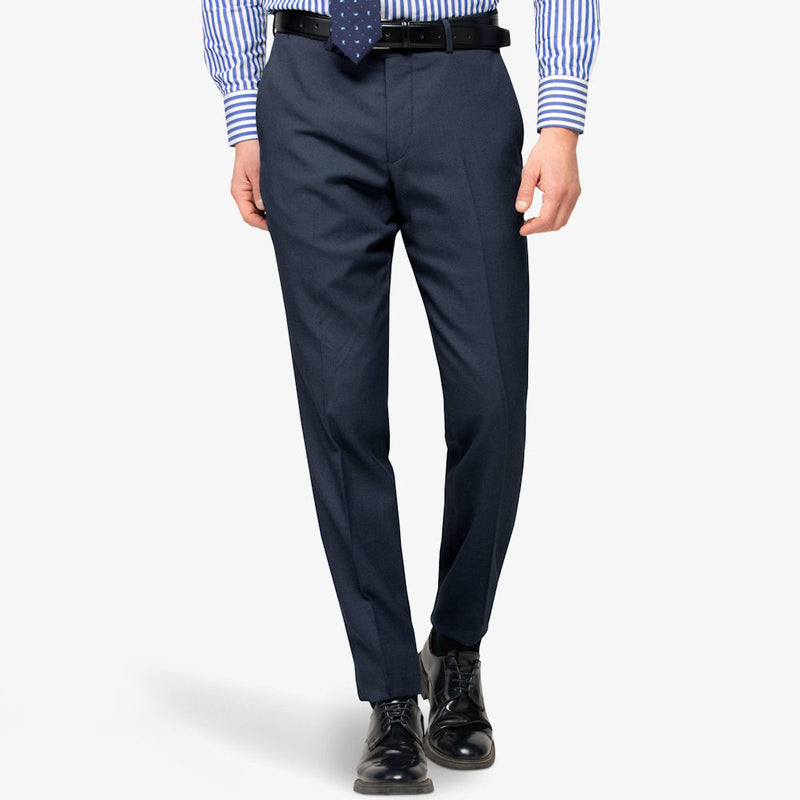 Pantalone Elegante Uomo Blu Fantasia Occhio di Pernice Regular Fit per abito Completo o Spezzato