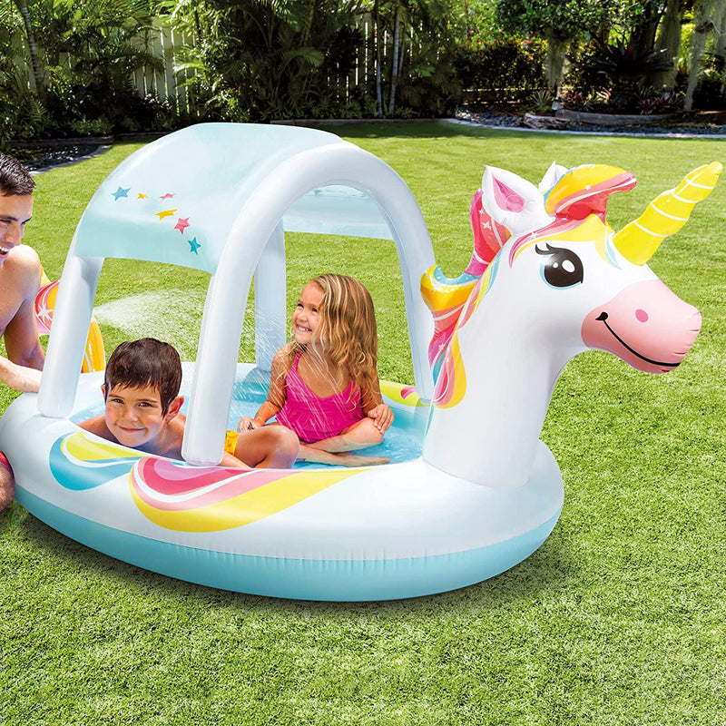 Piscina Gonfiabile per Bambini Unicorno con Getti d'acqua cm254x132x109 Intex