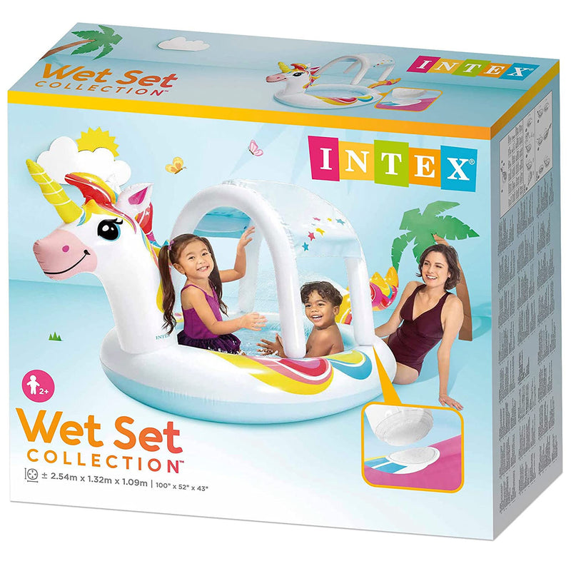Piscina Gonfiabile per Bambini Unicorno con Getti d'acqua cm254x132x109 Intex