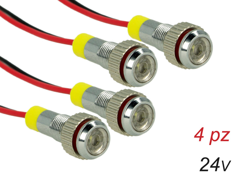 4 Pezzi Mini Viti Lampada Led Screw Con Filo Rondella 24V Bianco 6000K Luci Spia Per Camion Barca Trattore