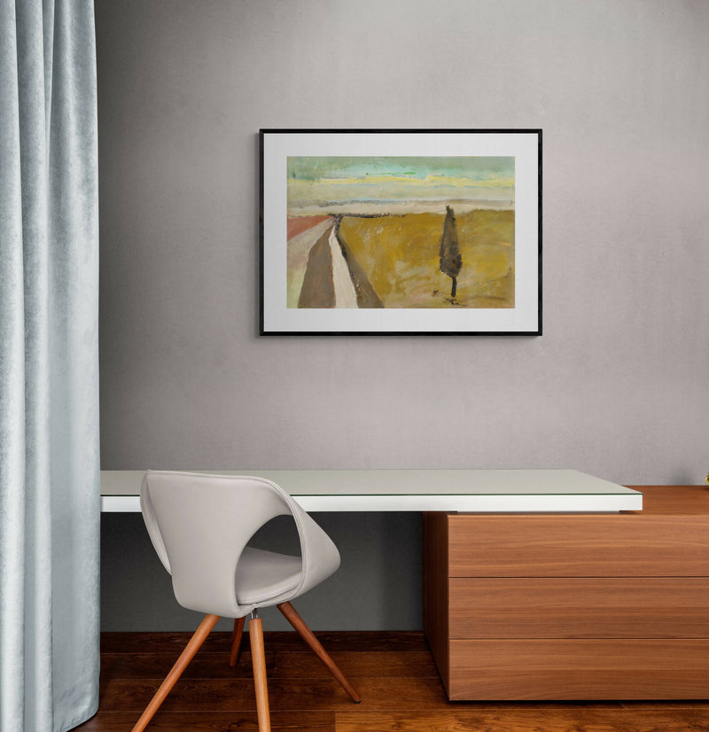 Quadro originale Paesaggio campagna cipresso Acrilico su Tela 40x60 cm
