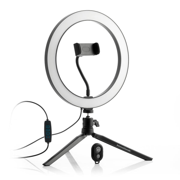 Ring Light Grande da Tavolo per Selfie e Video con Treppiede e Telecomando Bluetooth 3 modalita e 10 livelli di illuminazione
