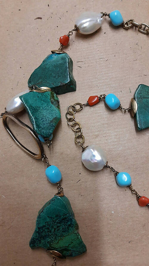 Nuova Collana rgento da donna con pietre dure perle coralli - regalo offerta imperdibile