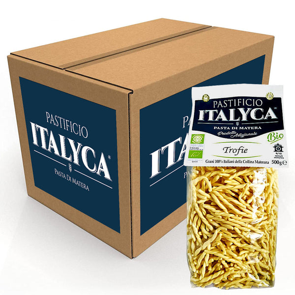 Scatola da 15 Pacchi di Trofie Artigianali Biologiche - 7,5 Kg di Pasta Secca di Matera 100% Grano Italiano