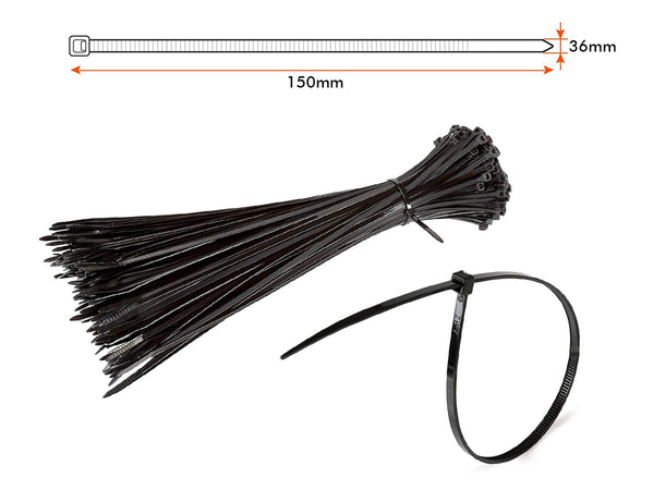 100 Fascette Cablaggio Stringicavo 150X3,6mm Colore Nera Per Legare Fili Cavi Fino Diametro Massimo di 35mm