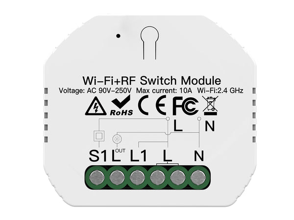 Mini Interruttore Intelligente Smart WIFI 10A 220V Funzione Con Pulsante Telecomando RF Compatibile Con Amazon Alexa e Google Home
