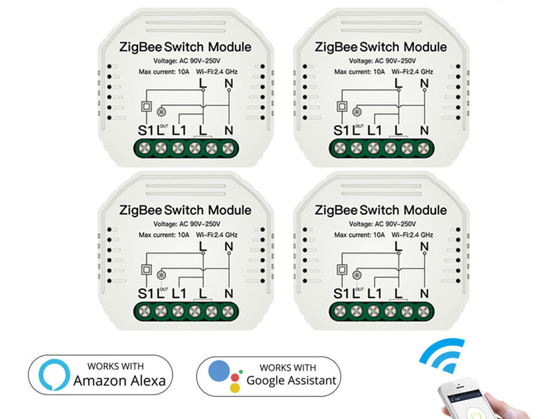 ZigBee Mini Interruttore Intelligente Smart 10A 220V Funzione Con Pulsante Telecomando RF Compatibile Con Amazon Alexa e Google Home