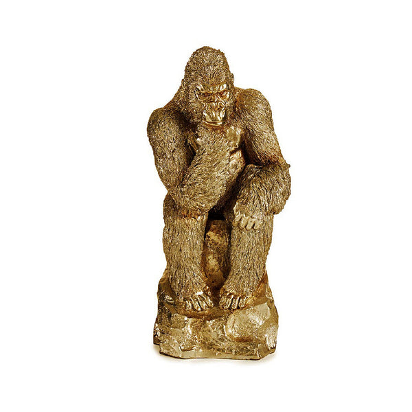 Statua Decorativa Gorilla Dorato assorto nei pensieri in Resina 47 cm - Soprammobile per la Casa