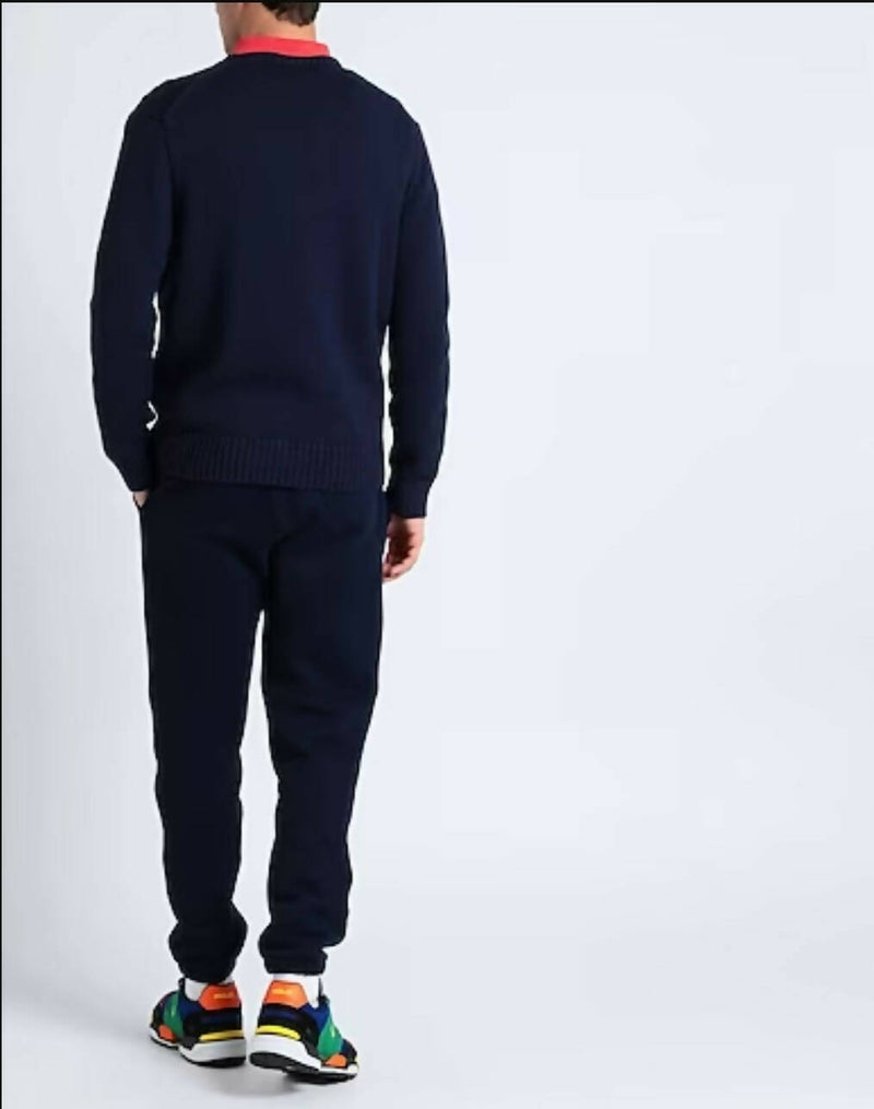 Polo Ralph Lauren Maglione Uomo Polo Bear Cotton-blend Blu Sweater Maglione Girocollo Orsetto Ricamato