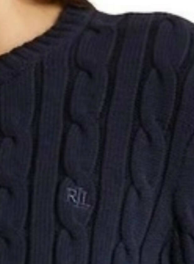 Ralph Lauren Cardigan Trecce donna 100% Cotone Maglione Pullover Con Bottoni Logo Rl Ricamato