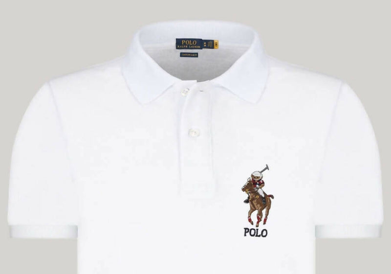 Ralph Lauren Polo Uomo Custom-Slim Polo Bear Tinta Unita in Cotone Polo Maniche Corte