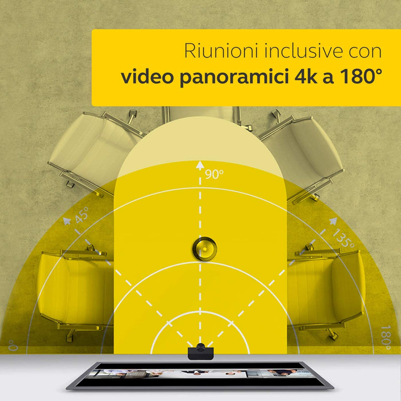 Jabra PanaCast Webcam Panoramica 4K per Videoconferenze Campo Visivo 180°