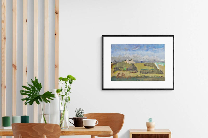 Quadro originale paesaggio moderno dipinto campagna estate 27x40 cm