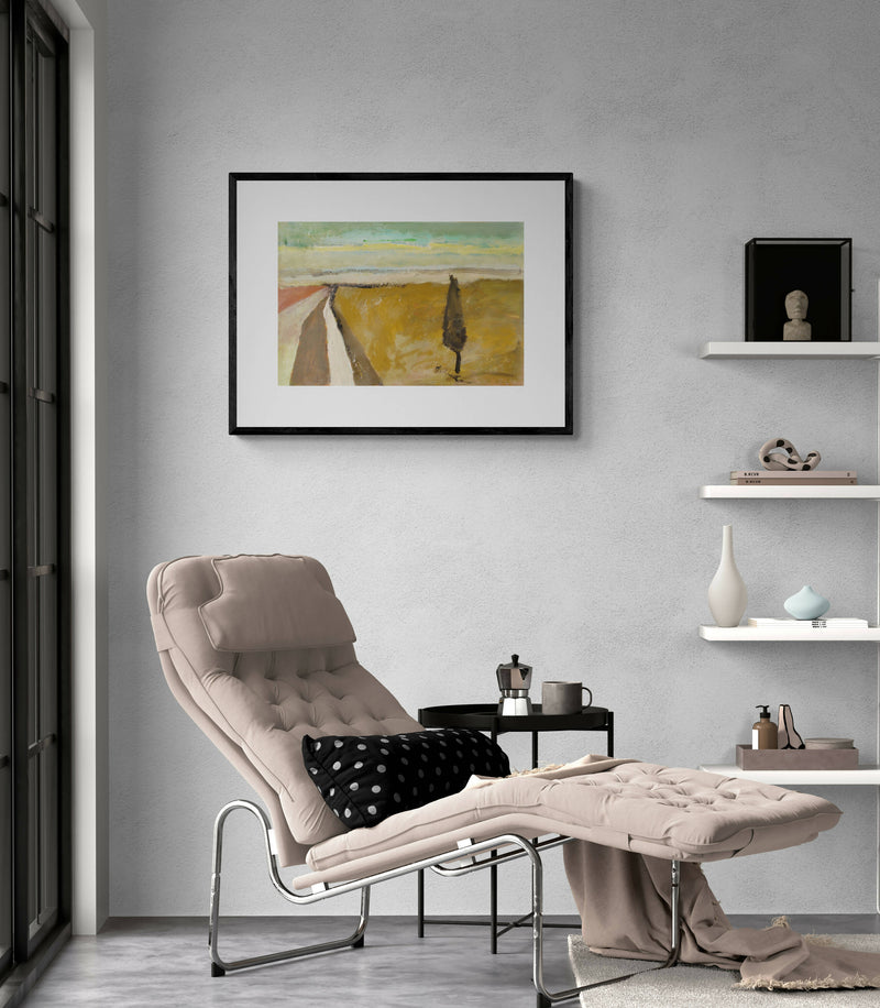 Quadro originale Paesaggio campagna cipresso Acrilico su Tela 40x60 cm