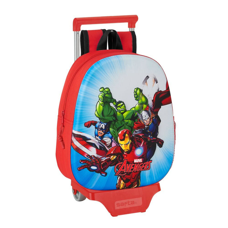 Zaino Asilo 3D con Trolley Sganciabile per Bambini Marvel Avengers 10 Litri